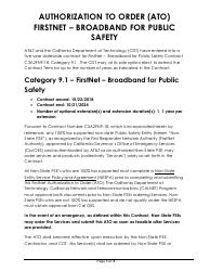 Document preview: Authorization to Order (Ato) - Firstnet Category 9.1 - Broadband for Public Safety - California