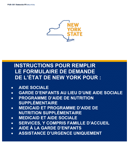 Instructions for Form LDSS-2921 New York State Application for Certain Benefits and Services - New York (French)