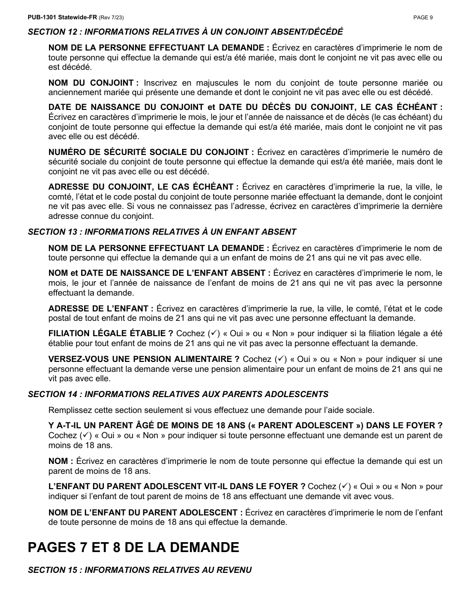 Instructions for Form LDSS-2921 New York State Application for Certain Benefits and Services - New York (French), Page 10