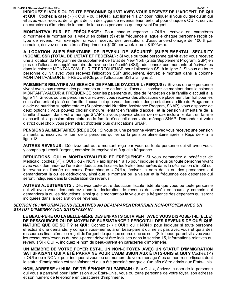 Instructions for Form LDSS-2921 New York State Application for Certain Benefits and Services - New York (French), Page 11