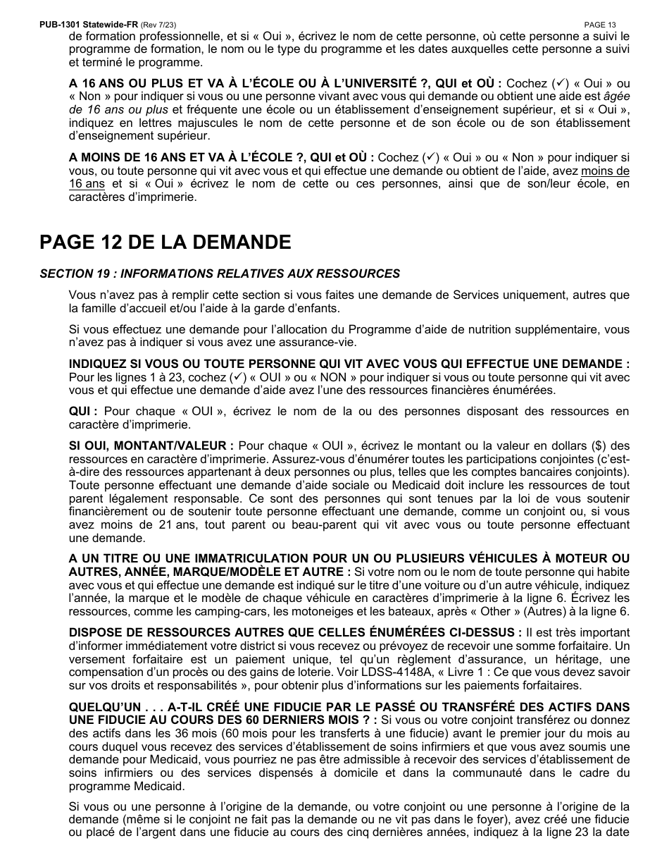 Instructions for Form LDSS-2921 New York State Application for Certain Benefits and Services - New York (French), Page 14
