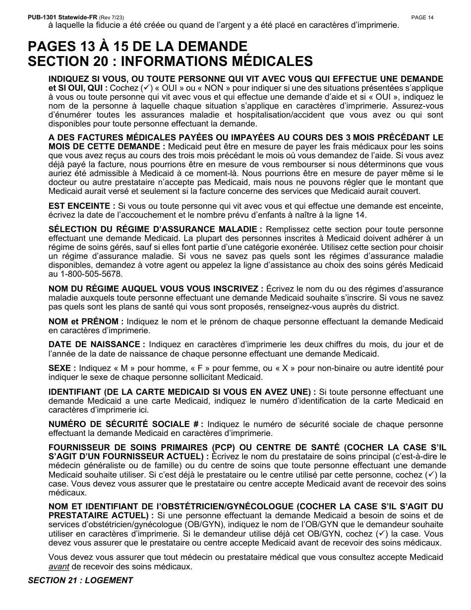 Instructions for Form LDSS-2921 New York State Application for Certain Benefits and Services - New York (French), Page 15