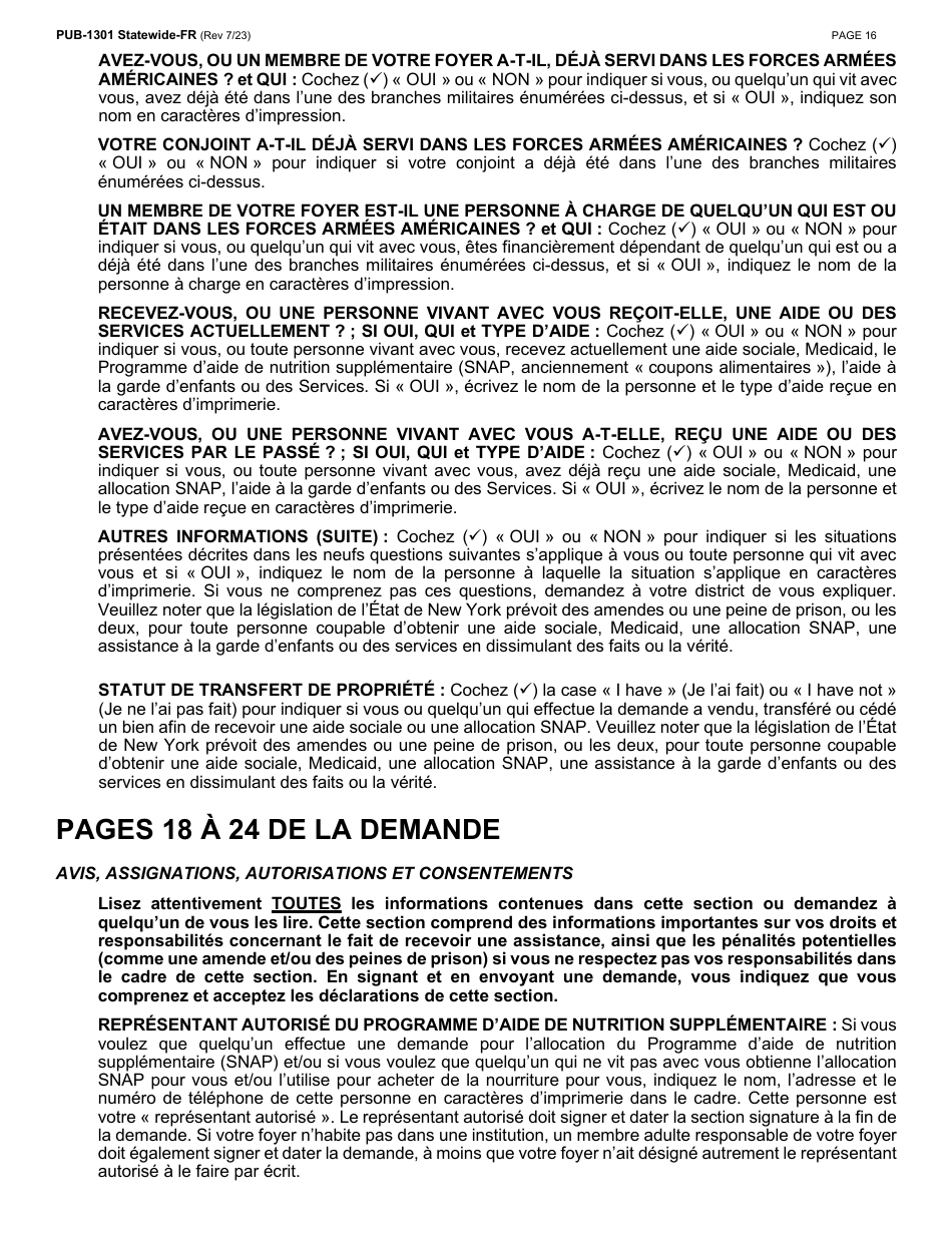 Instructions for Form LDSS-2921 New York State Application for Certain Benefits and Services - New York (French), Page 17