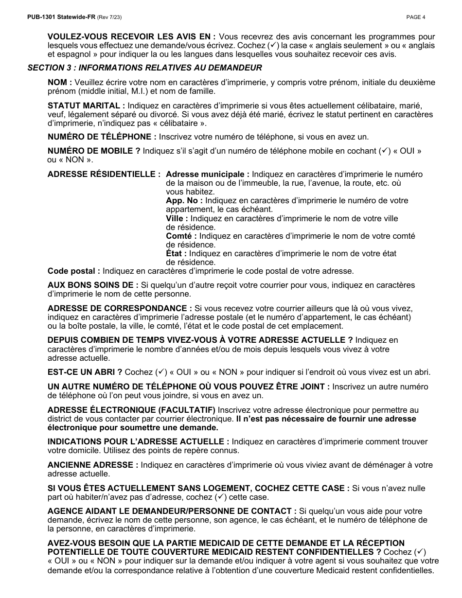 Instructions for Form LDSS-2921 New York State Application for Certain Benefits and Services - New York (French), Page 5