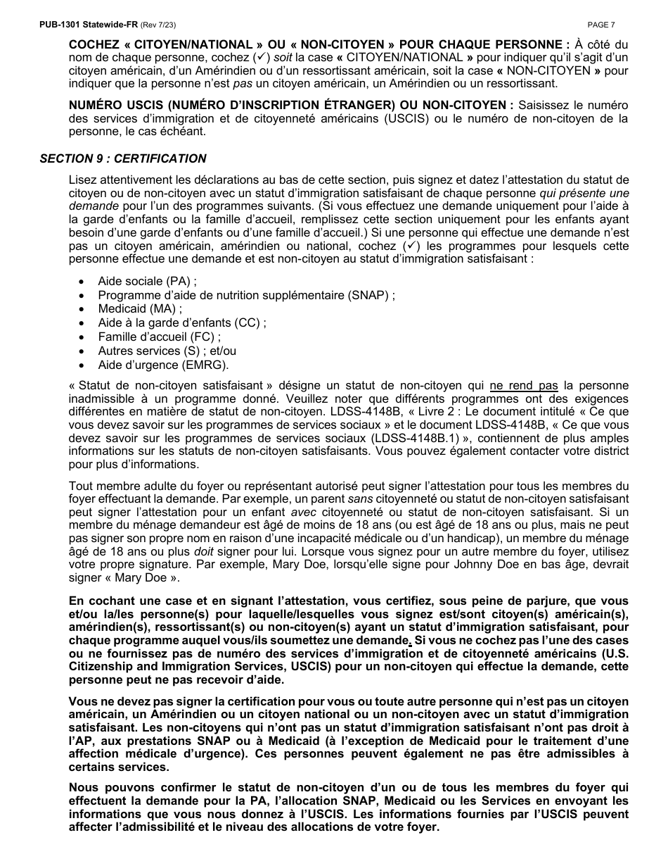Instructions for Form LDSS-2921 New York State Application for Certain Benefits and Services - New York (French), Page 8
