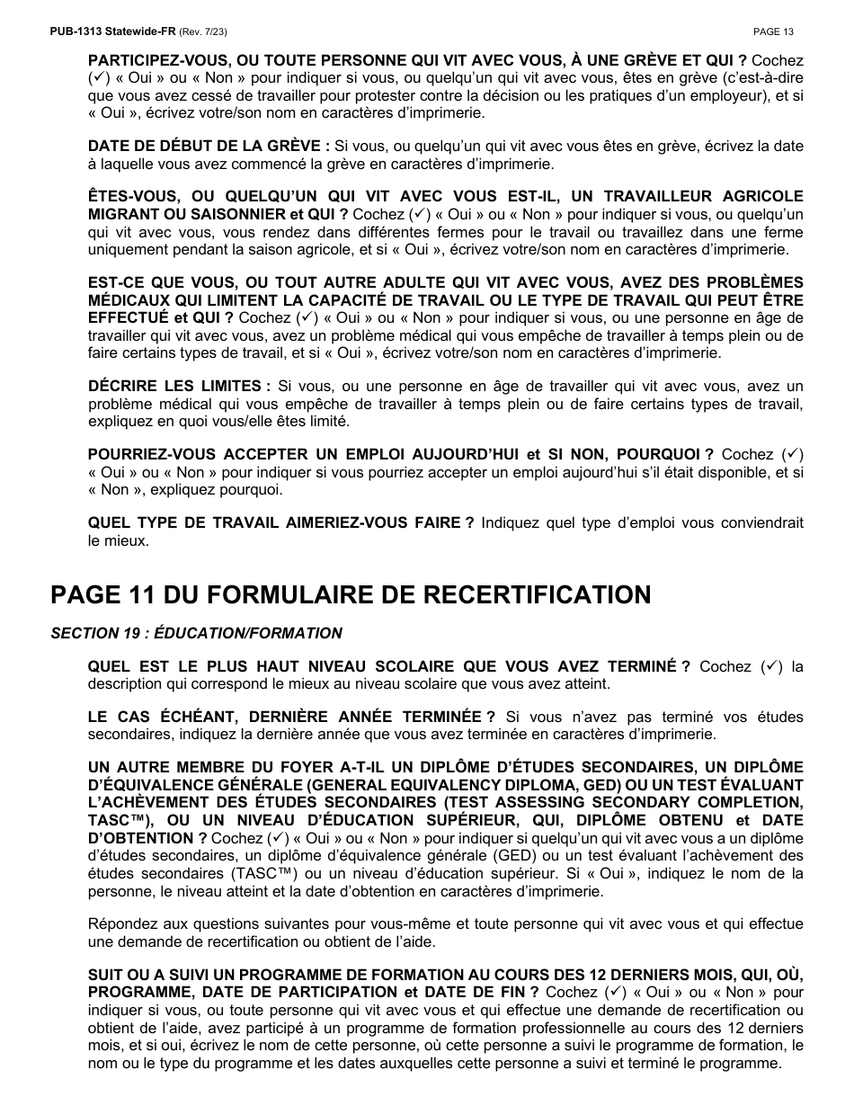 Instructions for Form LDSS-3174 New York State Recertification Form for Certain Benefits and Services - New York (French), Page 14