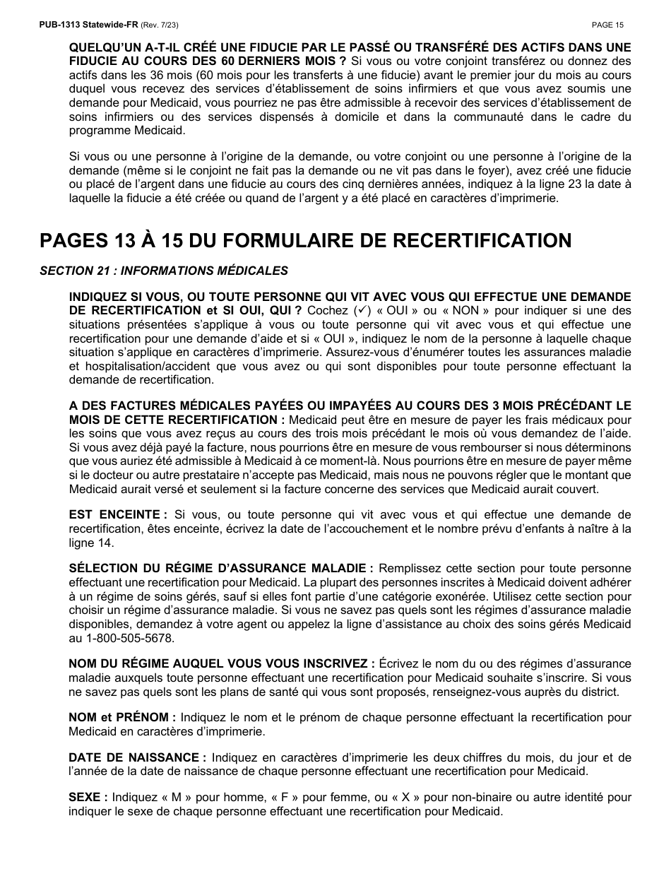 Instructions for Form LDSS-3174 New York State Recertification Form for Certain Benefits and Services - New York (French), Page 16