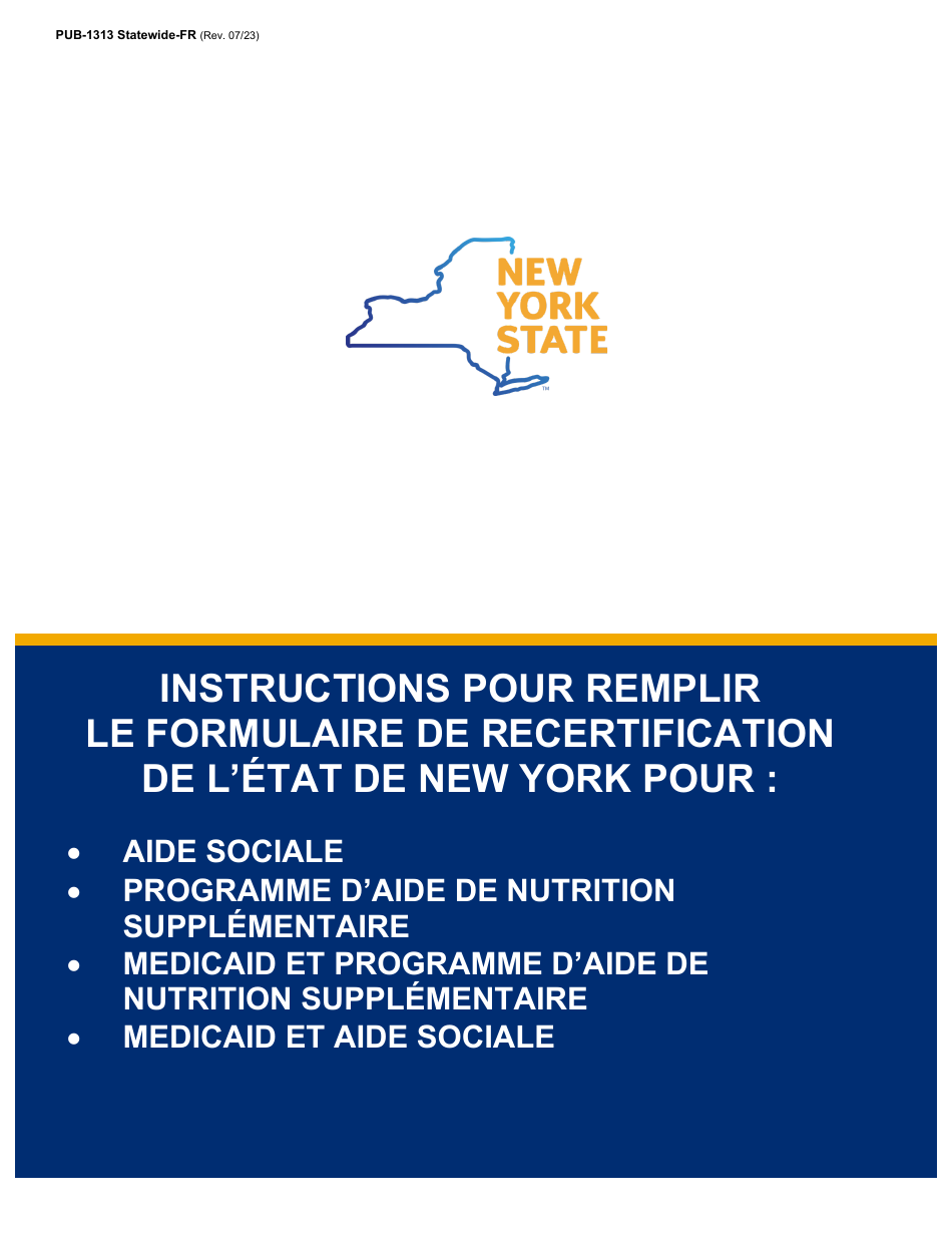 Instructions for Form LDSS-3174 New York State Recertification Form for Certain Benefits and Services - New York (French), Page 1