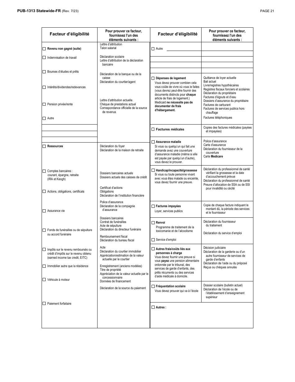 Instructions for Form LDSS-3174 New York State Recertification Form for Certain Benefits and Services - New York (French), Page 22