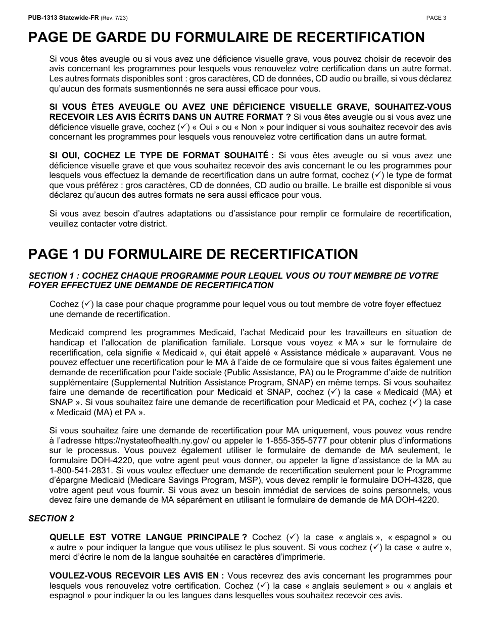 Instructions for Form LDSS-3174 New York State Recertification Form for Certain Benefits and Services - New York (French), Page 4