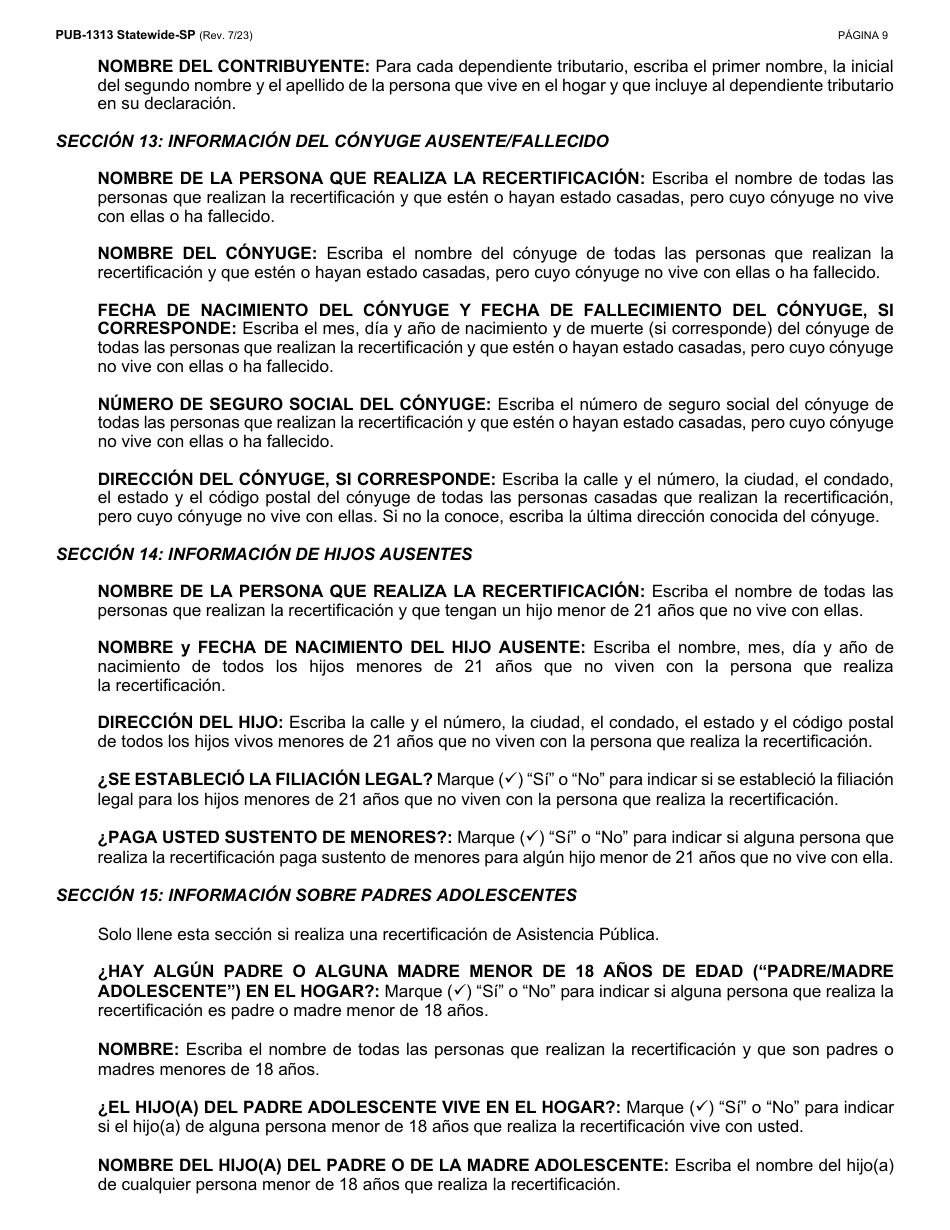 Instrucciones para Formulario LDSS-3174 Formulario De Recertificacion Para Ciertos Beneficios Y Servicios Del Estado De Nueva York - New York (Spanish), Page 10