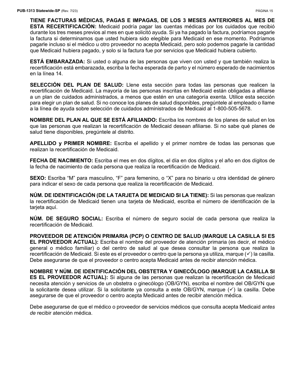 Instrucciones para Formulario LDSS-3174 Formulario De Recertificacion Para Ciertos Beneficios Y Servicios Del Estado De Nueva York - New York (Spanish), Page 16
