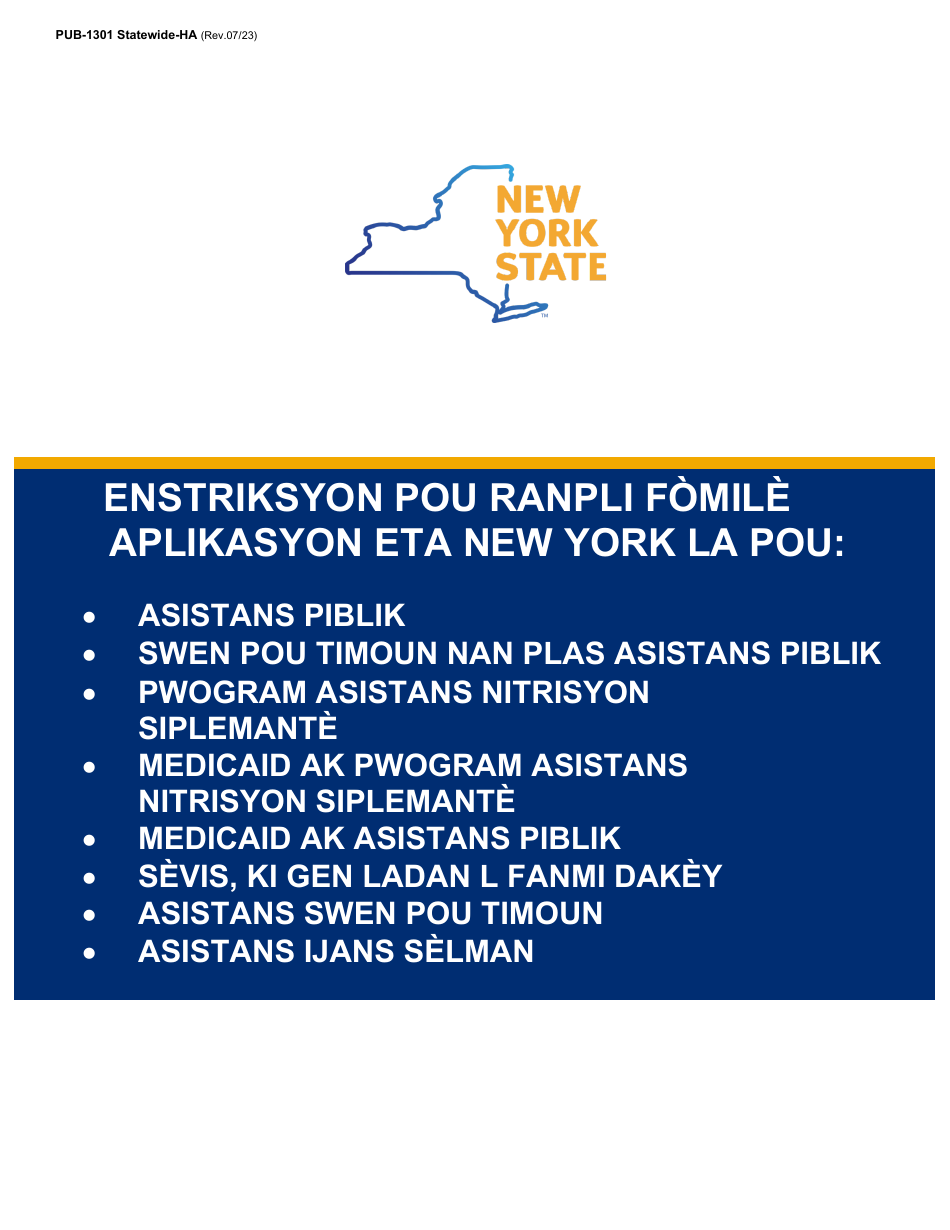 Instructions for Form LDSS-2921 New York State Application for Certain Benefits and Services - New York (Haitian Creole), Page 1