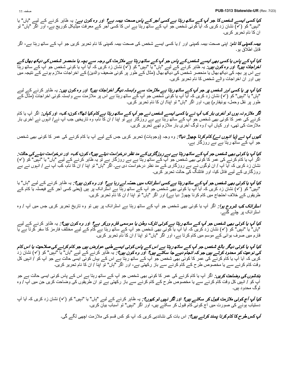 Instructions for Form LDSS-3174 New York State Recertification Form for Certain Benefits and Services - New York (Urdu), Page 12