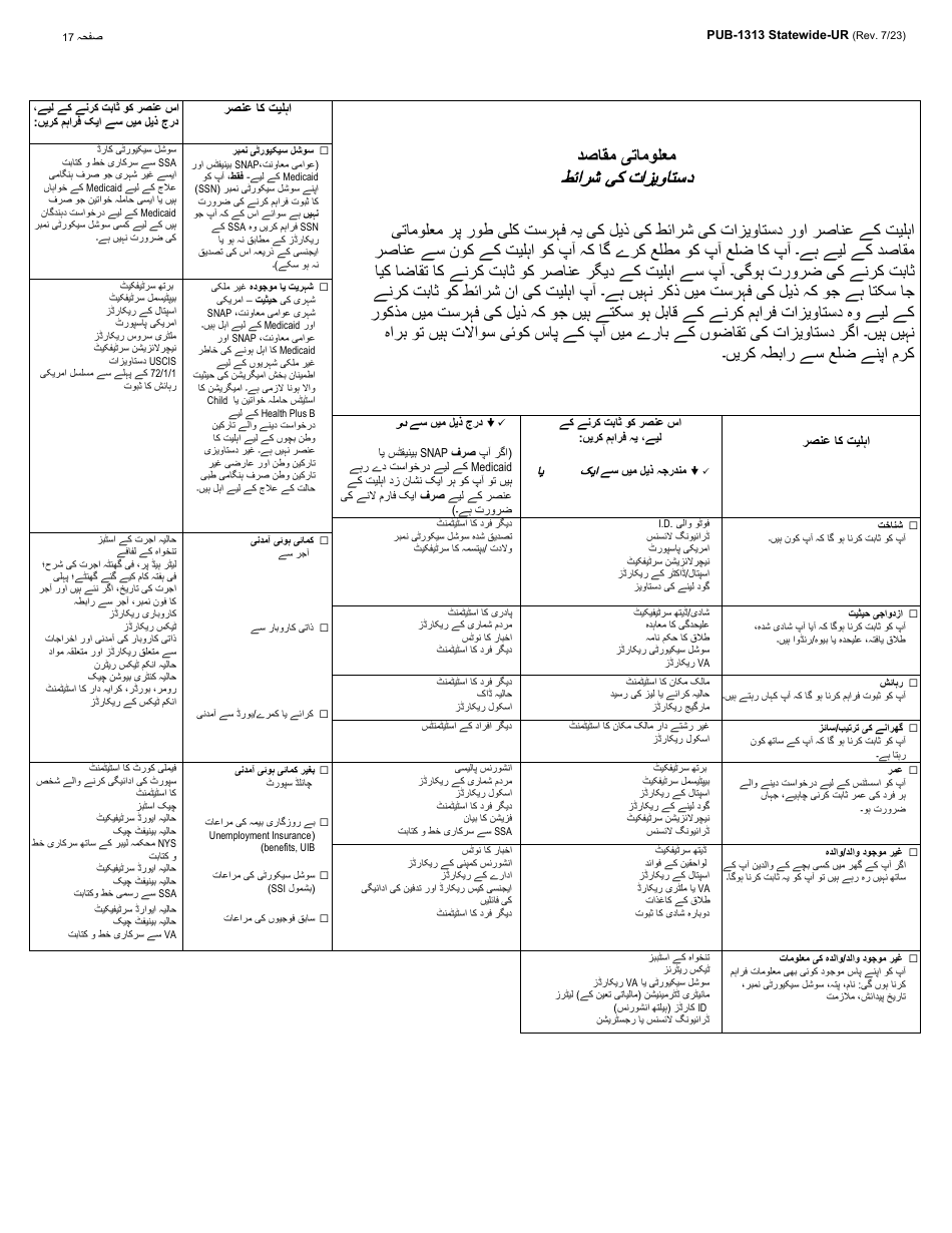 Instructions for Form LDSS-3174 New York State Recertification Form for Certain Benefits and Services - New York (Urdu), Page 18