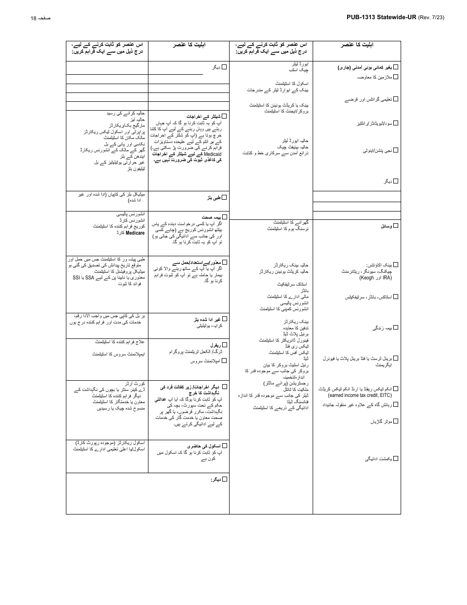 Instructions for Form LDSS-3174 New York State Recertification Form for Certain Benefits and Services - New York (Urdu), Page 19