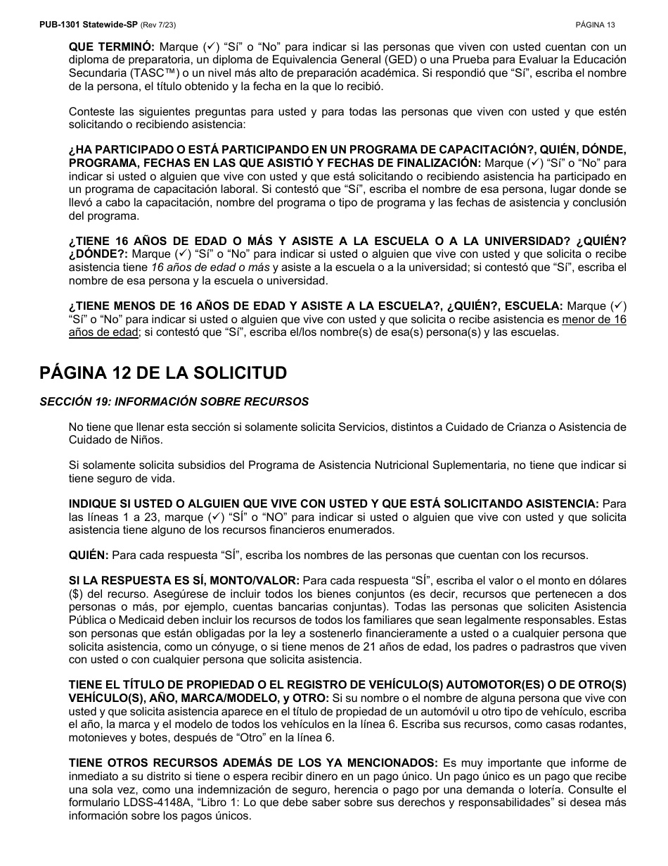 Instrucciones para Formulario LDSS-2921 Solicitud Para Ciertos Subsidios Y Servicios Del Estado De Nueva York - New York (Spanish), Page 14