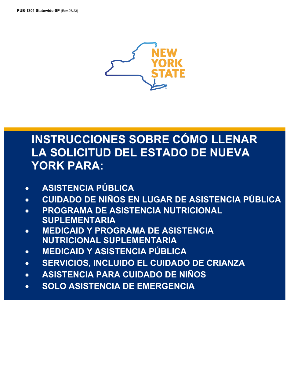 Instrucciones para Formulario LDSS-2921 Solicitud Para Ciertos Subsidios Y Servicios Del Estado De Nueva York - New York (Spanish), Page 1