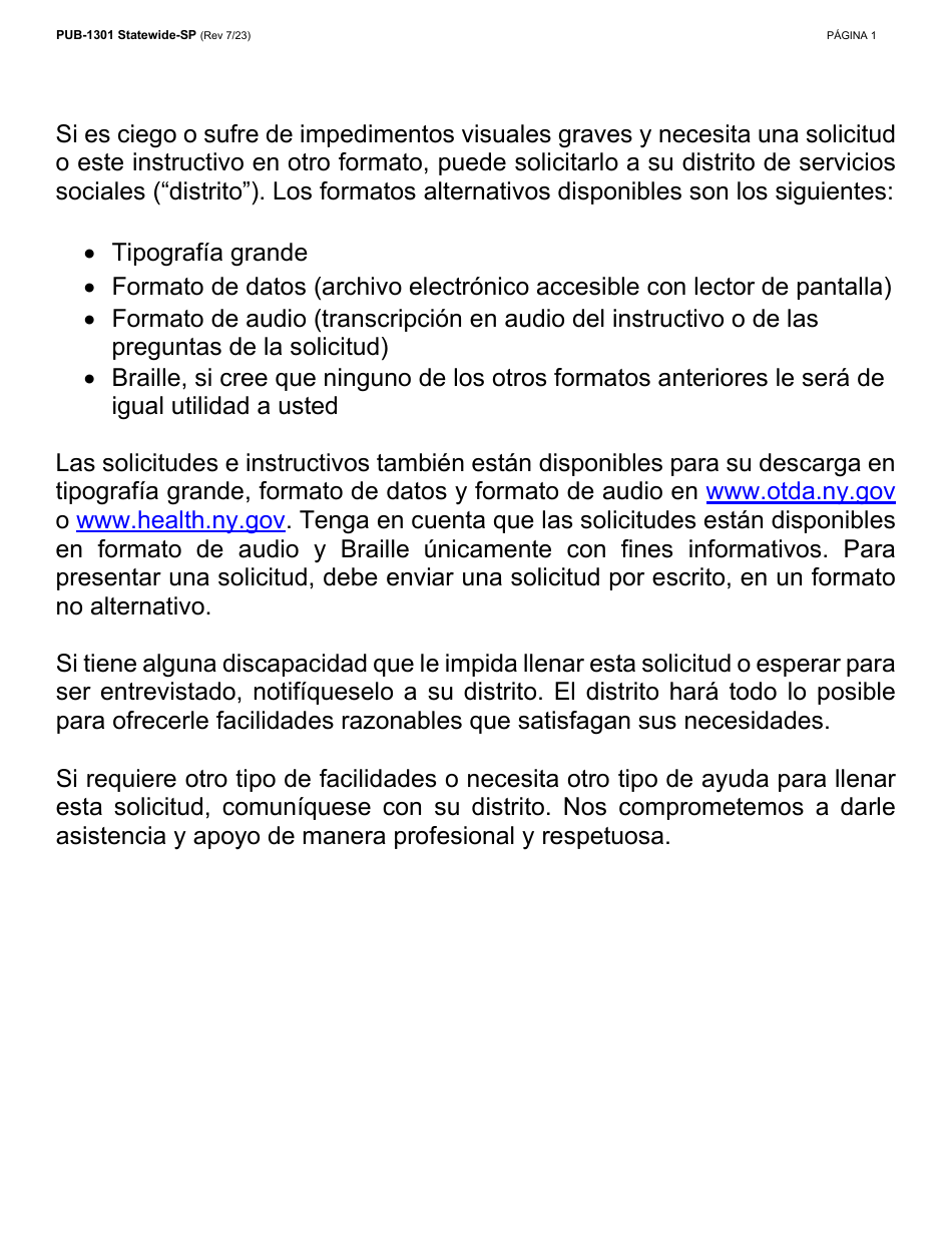 Instrucciones para Formulario LDSS-2921 Solicitud Para Ciertos Subsidios Y Servicios Del Estado De Nueva York - New York (Spanish), Page 2