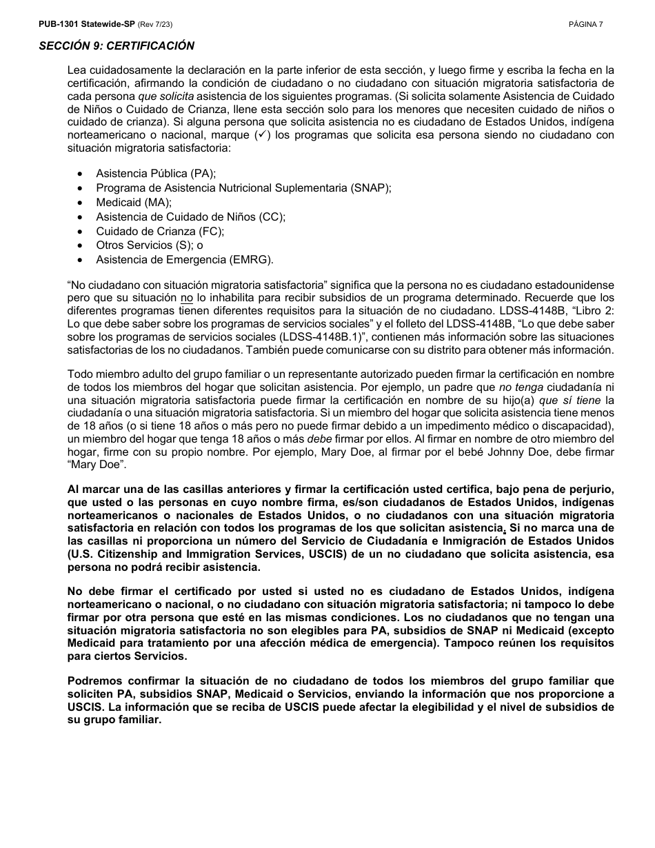 Instrucciones para Formulario LDSS-2921 Solicitud Para Ciertos Subsidios Y Servicios Del Estado De Nueva York - New York (Spanish), Page 8
