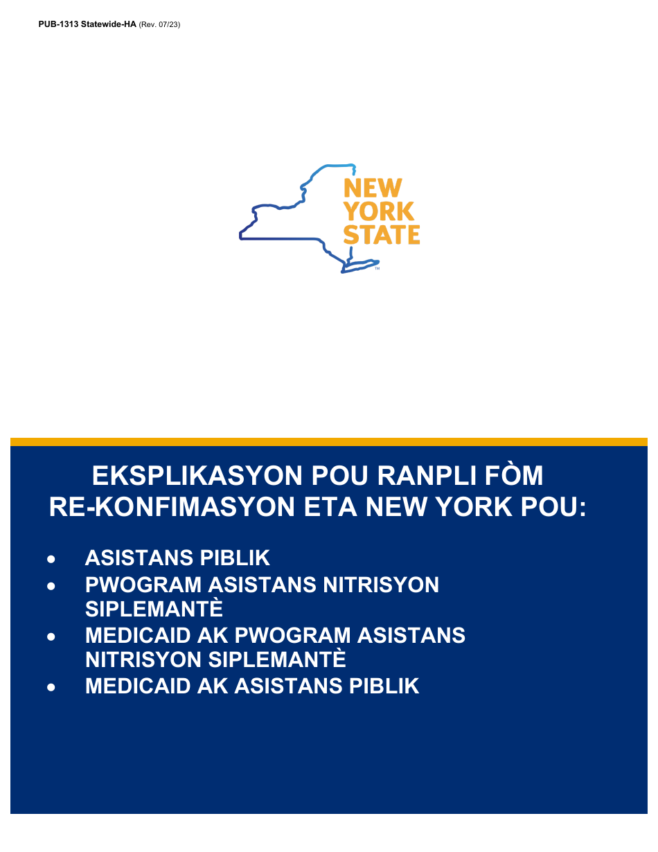 Instructions for Form LDSS-3174 New York State Recertification Form for Certain Benefits and Services - New York (Haitian Creole), Page 1