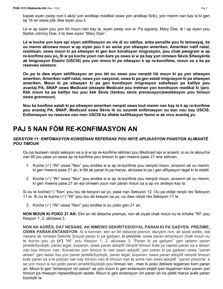 Instructions for Form LDSS-3174 New York State Recertification Form for Certain Benefits and Services - New York (Haitian Creole), Page 8