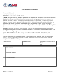 Document preview: Form AID461-7 Appraisal Input Form (Aif)
