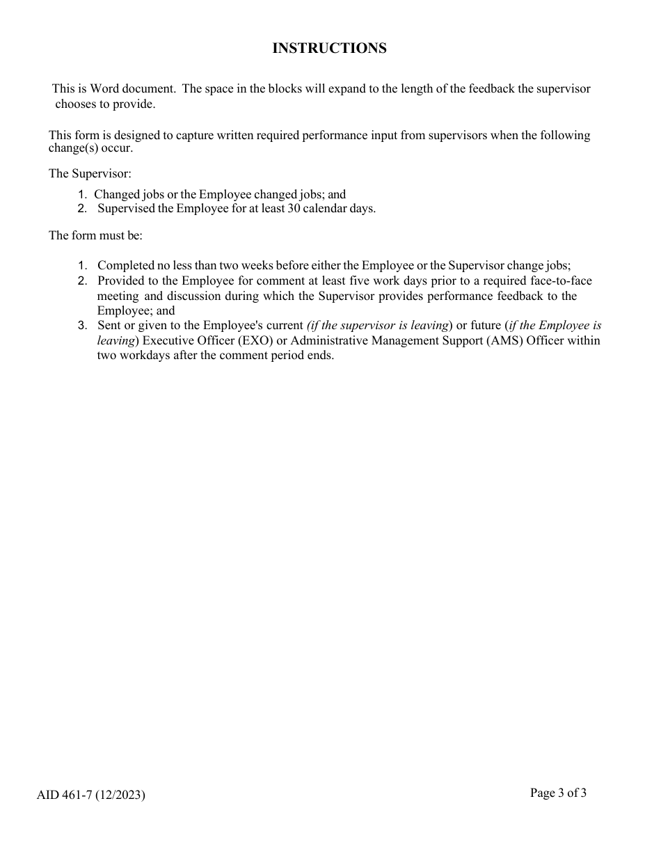 Form AID461-7 Appraisal Input Form (Aif), Page 3