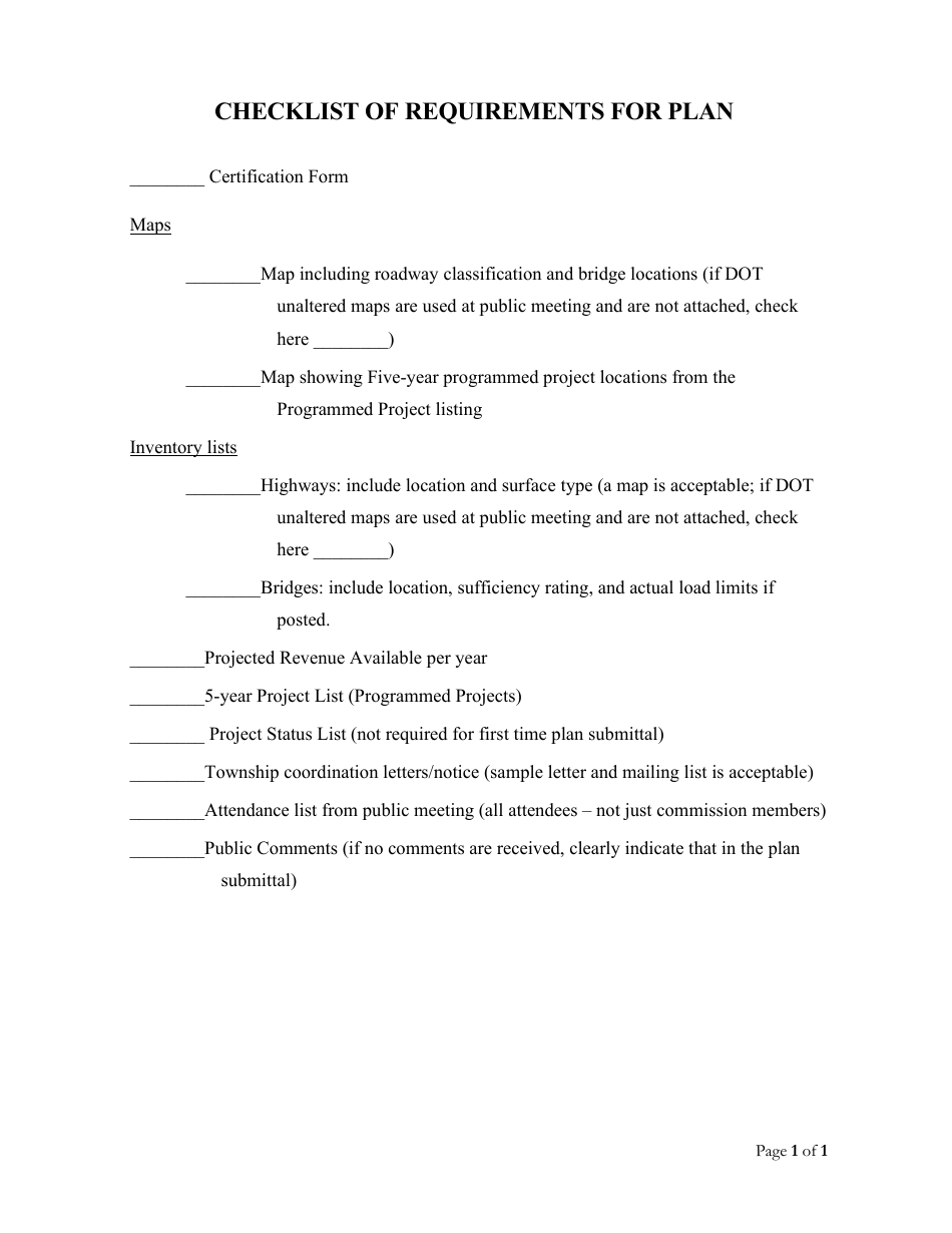 Bridge Program Requirements South Dakota Checklist of Requirements for Plan - Bridge Improvement ...