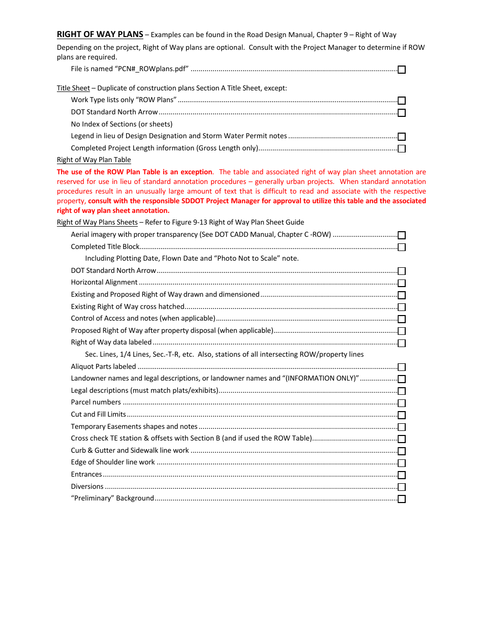 Row Review Deliverables Checklist - South Dakota, Page 4