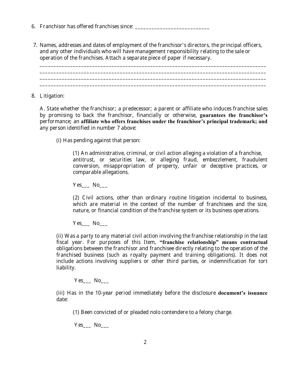 Exemption Request for an Unregistered International Franchisor to Exhibit and Offer for Sale, but Not to Sell, Franchises at the International Franchise Expo in New York - New York, Page 2