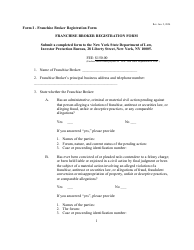 Form I (DOS-17) Franchise Broker Registration Form - New York