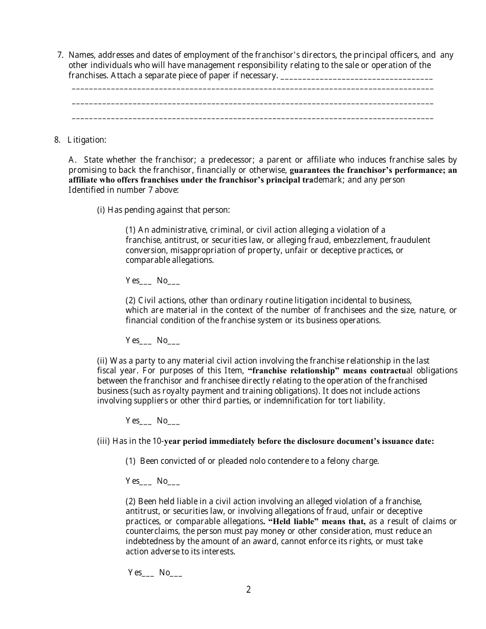 Exemption Request for an Unregistered U.S.-based Franchisor to Exhibit and Offer for Sale, but Not to Sell, Franchises at the International Franchise Expo in New York - New York, Page 2