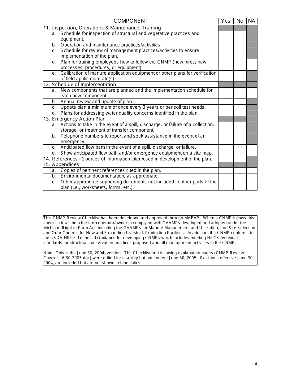 Michigan Comprehensive Nutrient Management Plan Review Checklist for ...