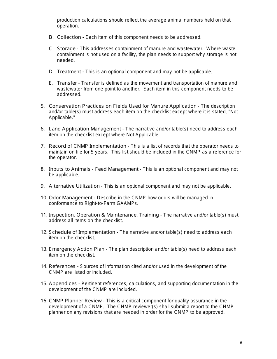 Comprehensive Nutrient Management Plan Review Checklist for Certified Cnmp Providers - Michigan, Page 6