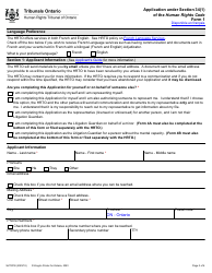 Form 1 Application Under Section 34(1) of the Human Rights Code - Ontario, Canada, Page 3