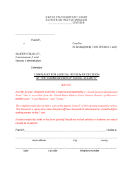 Form MOED-0045 Complaint for Judicial Review of Decision of the Commissioner of Social Security - Missouri