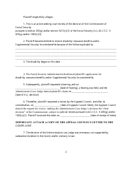 Form MOED-0045 Complaint for Judicial Review of Decision of the Commissioner of Social Security - Missouri, Page 2