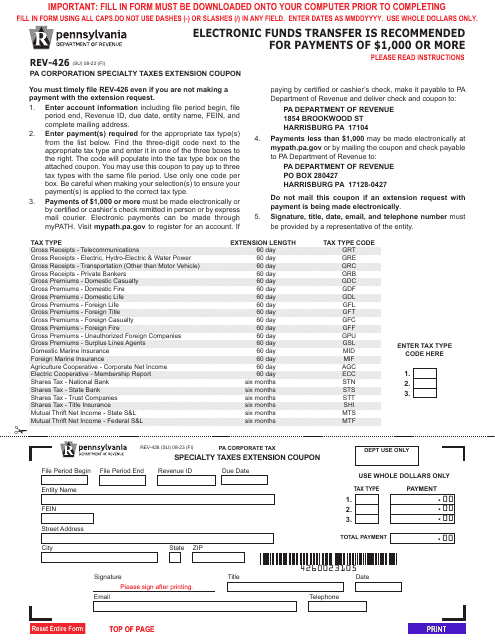 Form REV-426  Printable Pdf