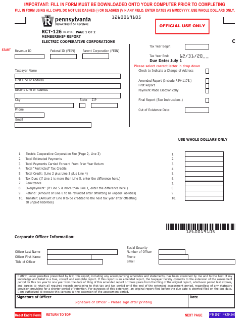 Form RCT-126  Printable Pdf