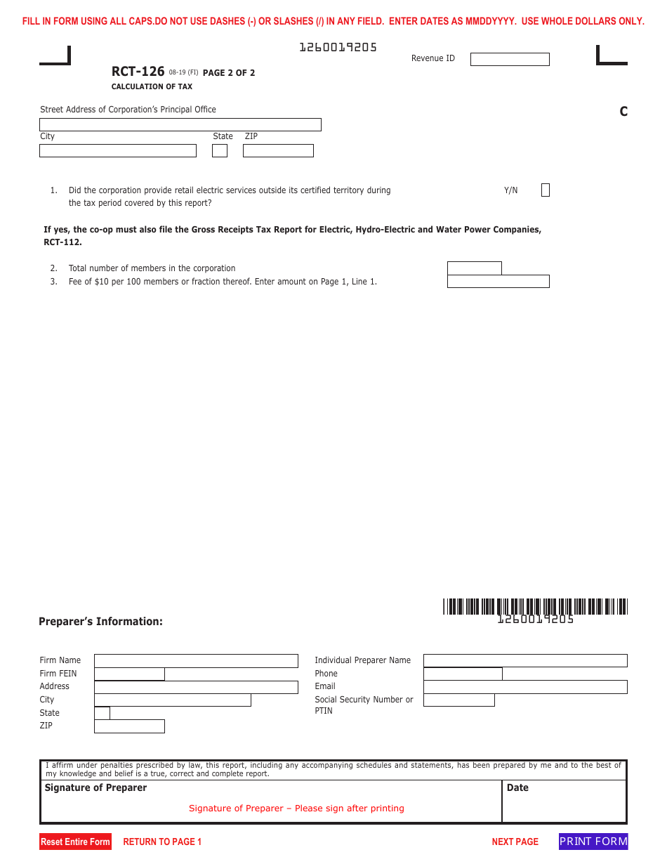 Form RCT-126 Membership Report - Electric Cooperative Corporations - Pennsylvania, Page 2