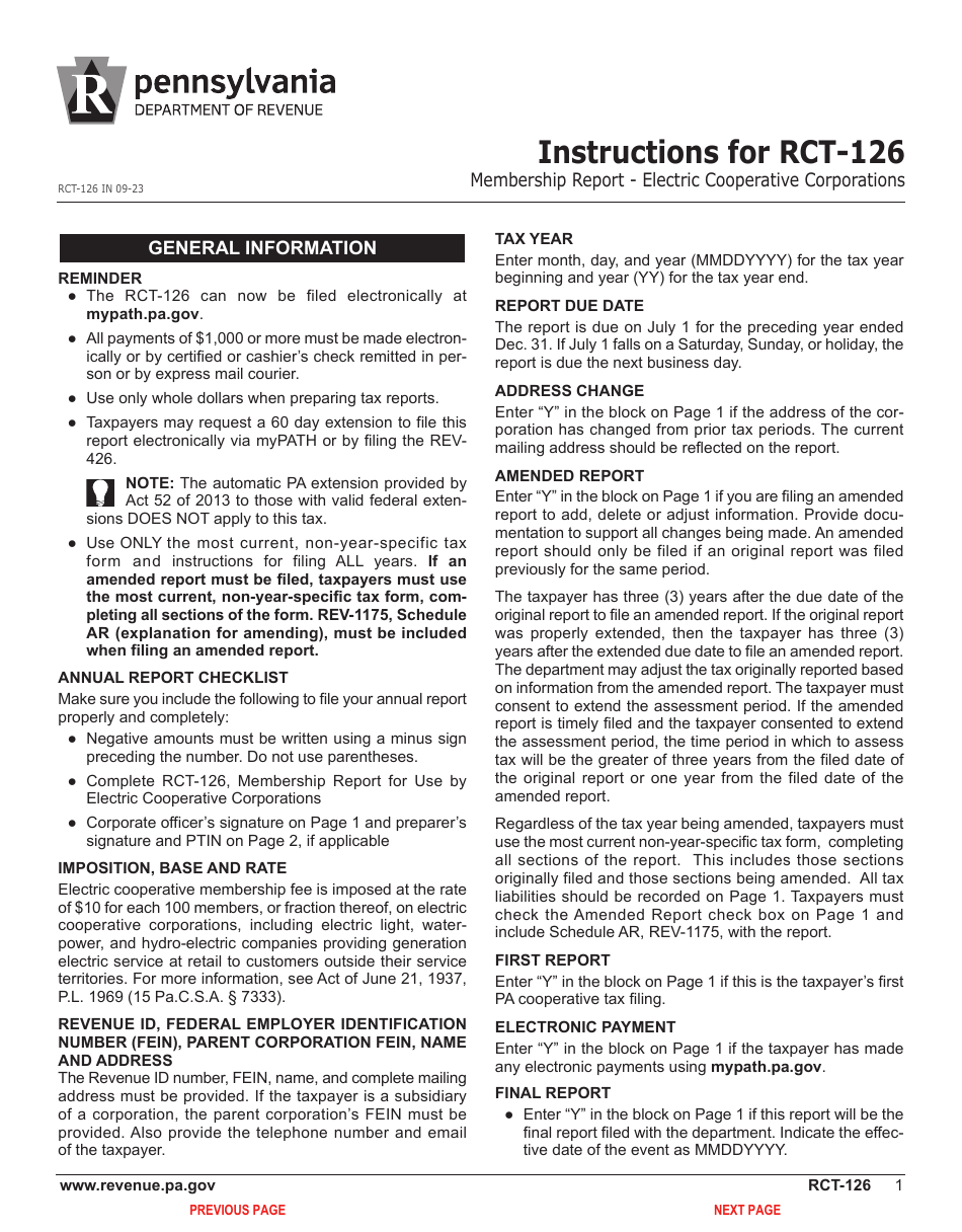 Form RCT-126 Membership Report - Electric Cooperative Corporations - Pennsylvania, Page 3