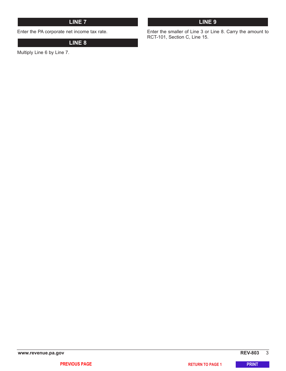 Form REV-803 Schedule C-7 Credit for Tax Paid by Affiliated Entities - Pennsylvania, Page 5