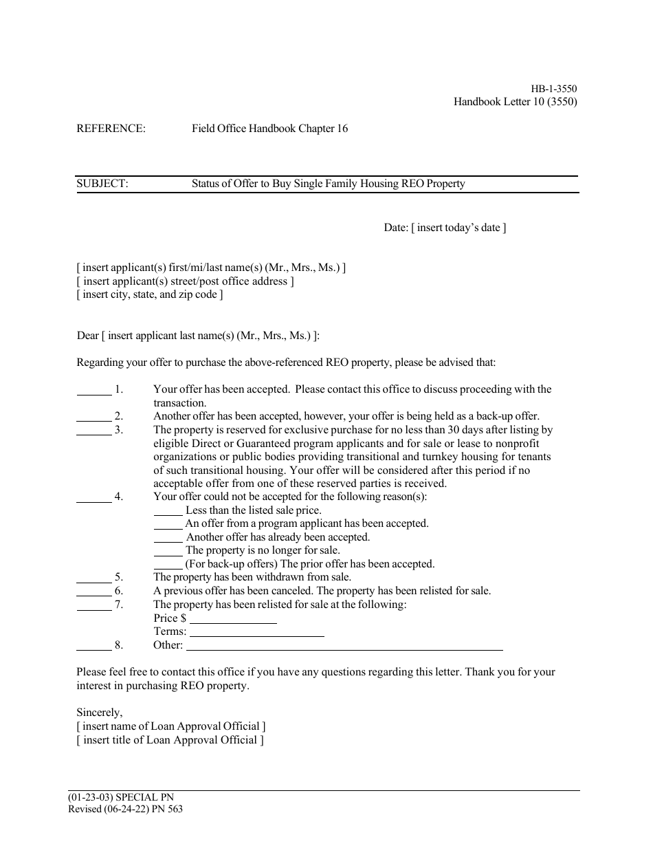 Form HB-1-3550 Appendix 3 Handbook Letters - Direct Single Family Housing Loans and Grants - Field Office Handbook, Page 15