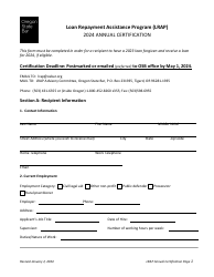 Document preview: Annual Certification - Loan Repayment Assistance Program (Lrap) - Oregon, 2024