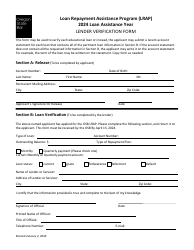 Document preview: Lender Verification Form - Loan Repayment Assistance Program (Lrap) - Oregon, 2024