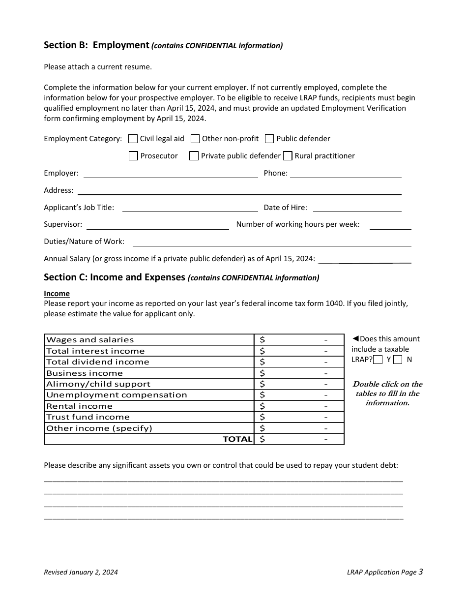 Application - Loan Repayment Assistance Program (Lrap) - Oregon, Page 3