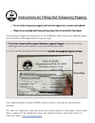 Form 11-540 Saltwater Sport Fishing Charter Trip Logbook Page - Alaska