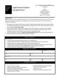 Complaint Form - Legal Services Program - Oregon