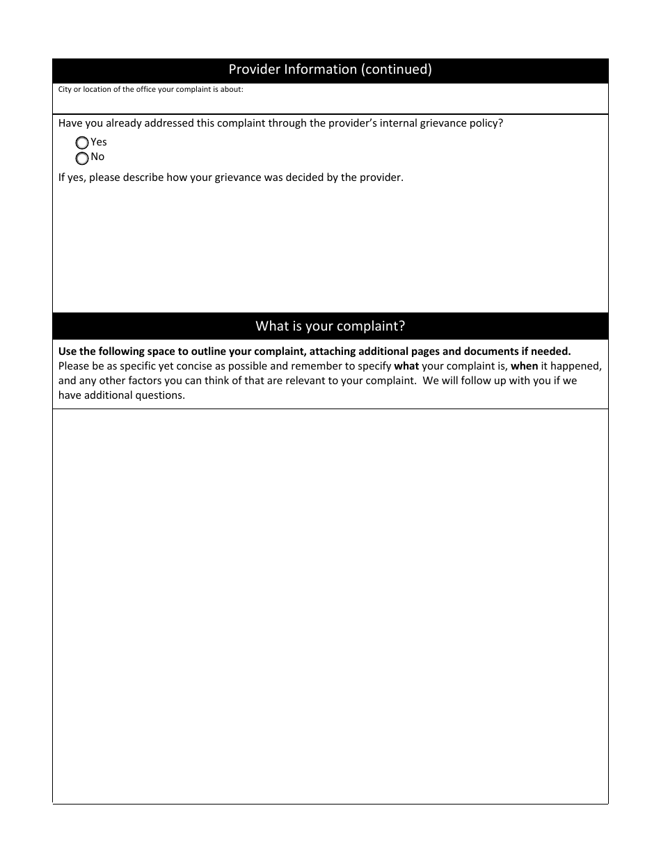 Complaint Form - Legal Services Program - Oregon, Page 2